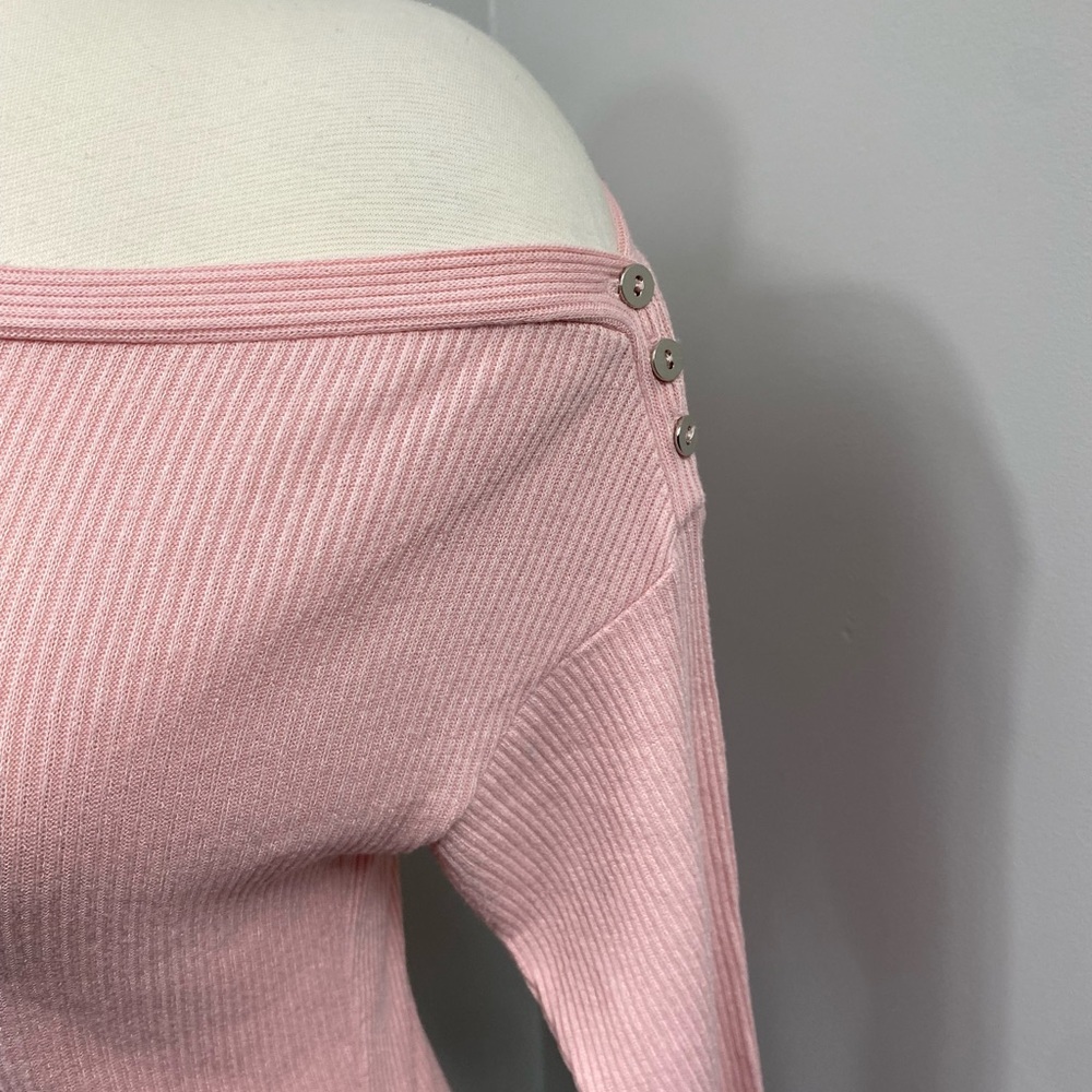 WHBM Pink Ribbed Off Shoulder Sweater - Picture 10 of 16
